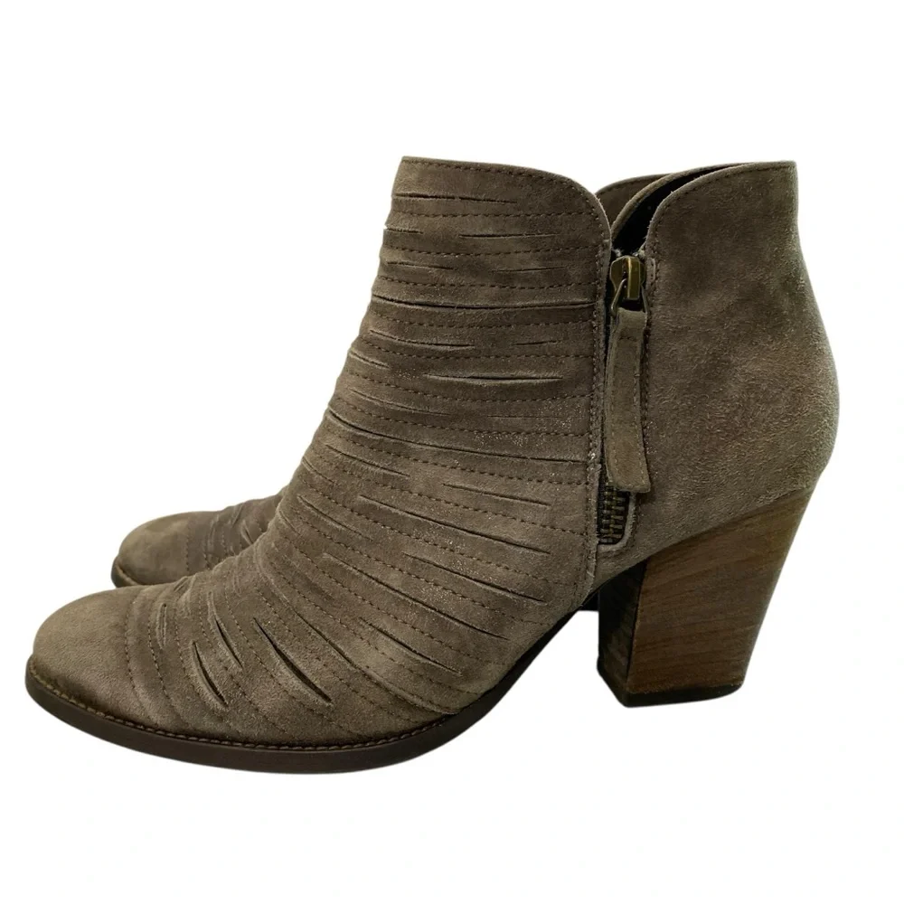 Paul Green Malibu Sliced Chunky Nobuck Leather Ankle‎ Bootie 5 Metallic Taupe